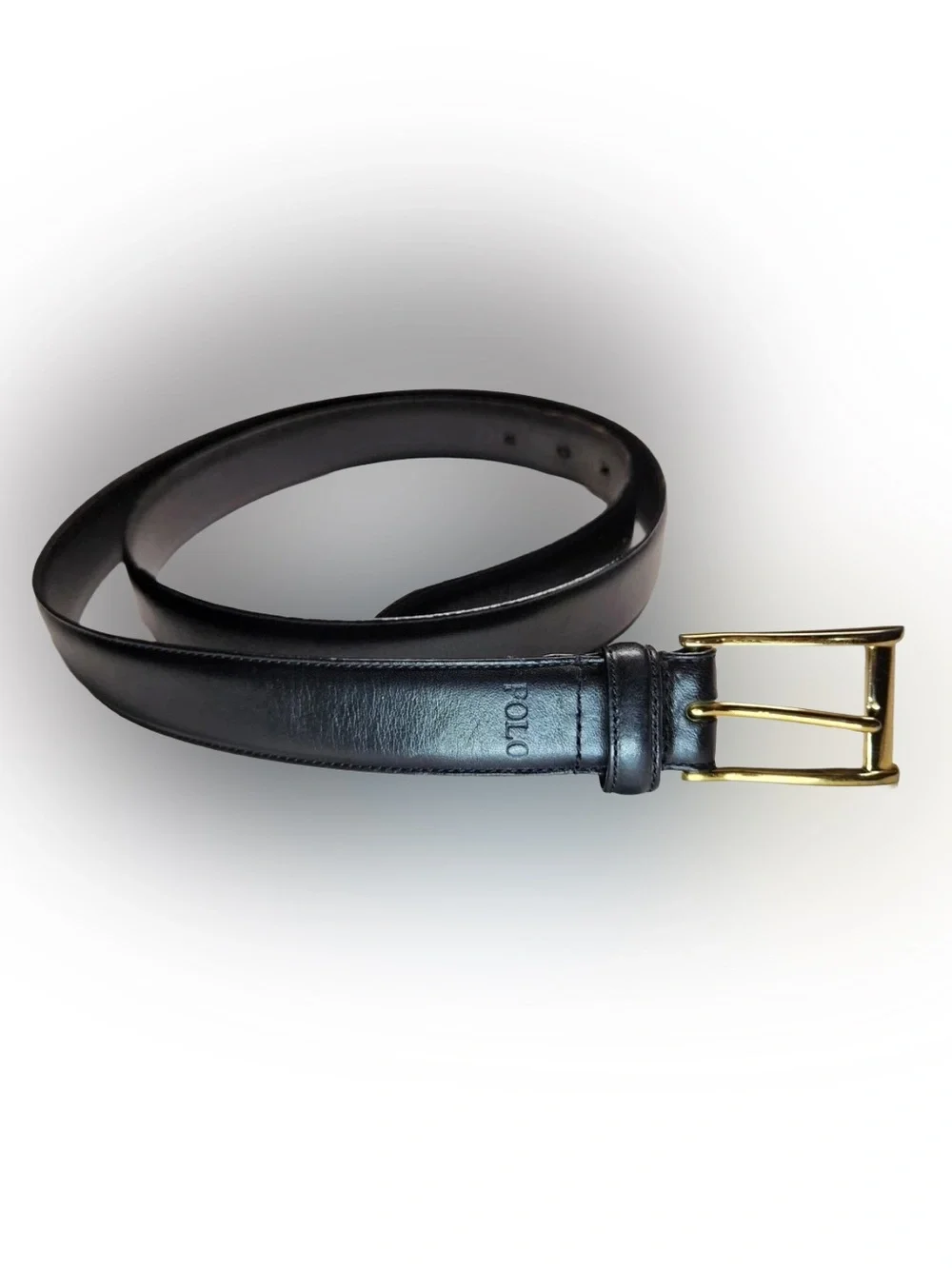 Polo Ralph Lauren Men's Italian Black Leather Belt - Gold Buckle Sz 40 NWT